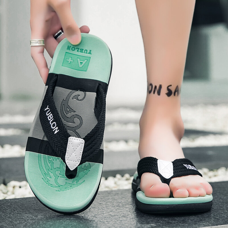 2023 Summer Flip Flops Men Beach Sandals Anti-slip Breathable Casual Men Beach Slippers Outdoor Big Size 45
