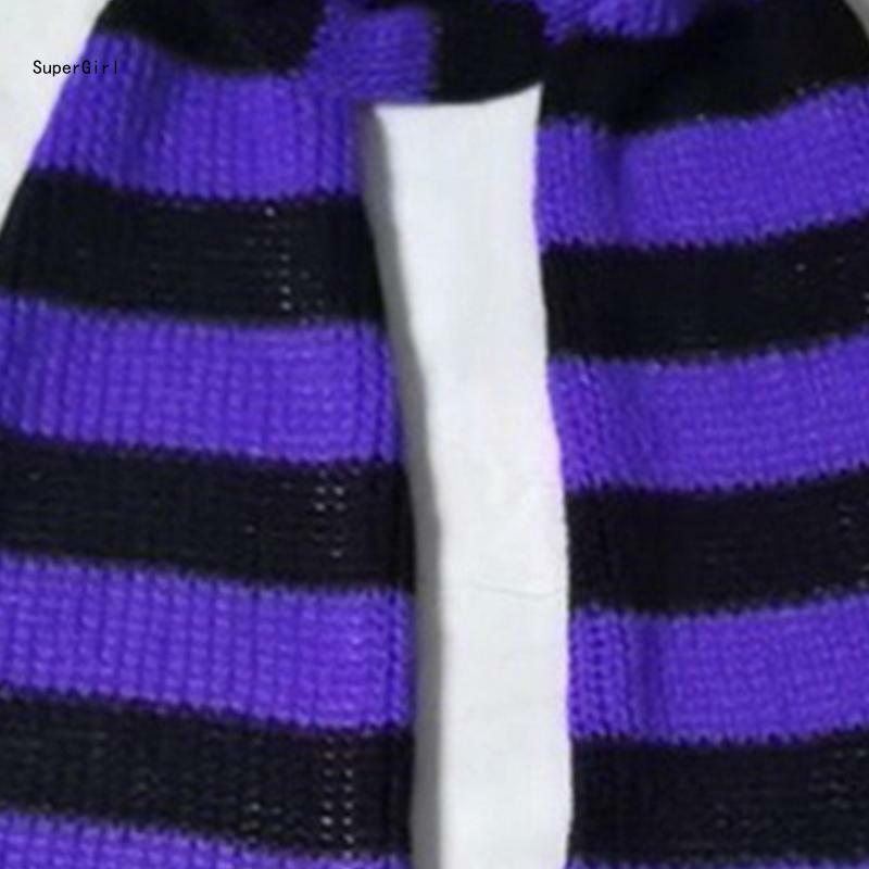 Шарф в полоску в стиле Харадзюку для женщин и мужчин, мягкий утеплитель для шеи, готический вязаный теплый шарф, зима-осень,