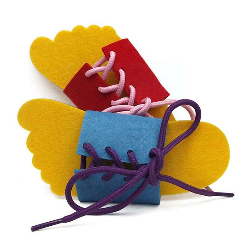 Kinder Filz Spielzeug Praxis Binden Schnürsenkel handgemachte Einfädeln Kindergarten hilft Home Board pädagogische Spielzeug Puzzle Spielzeug Lehre i0x1