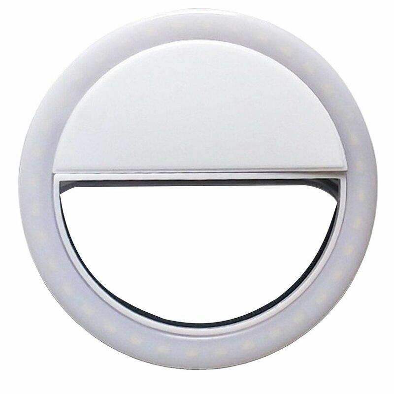 USB LED Selfie Ring Light para meninas, lente do telefone móvel, clip-on, maquiagem, iPhone, Samsung, Huawei