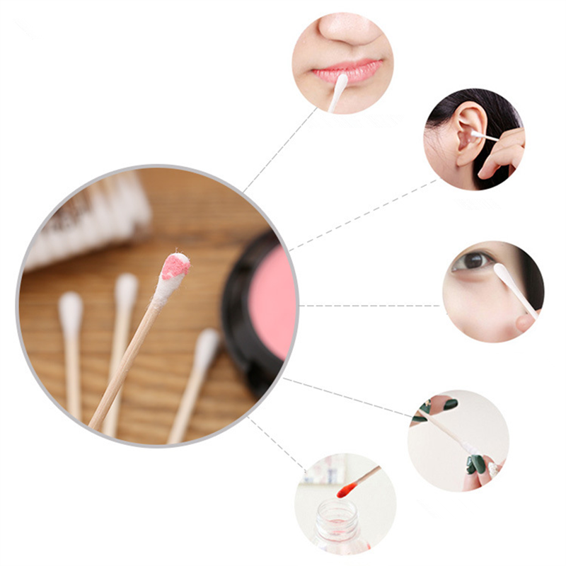 100pcs/bag Random Package Baby Cotton Swabs Disposable Wood Swabs Cotton Bud Rod for Baby Health Care Girls Makeup Swabs