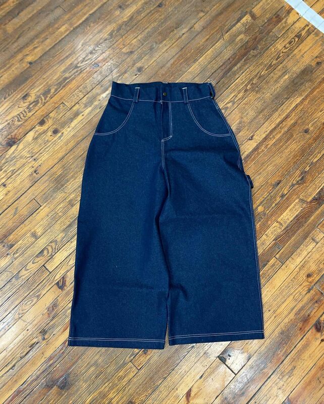 Amerykański Retro uliczna ciemna proste dżinsy mężczyzn i kobiet nowy haftowane dżinsy luźne proste Hip-hopowe spodnie z szerokimi nogawkami Y2k ubrania