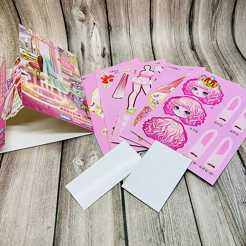 Boneka kertas bergerak tiga dimensi buatan tangan anak-anak DIY boneka rakitan kertas seluler mainan Puzzle boneka buatan rumah anak perempuan hadiah anak-anak