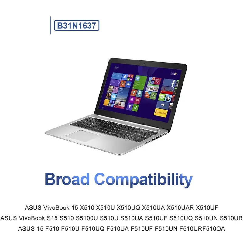 ASUS VivoBook 교체용 노트북 배터리, B31N1637, C31N1637, X510, X510U, X510UQ, X510UAR, S510U, S510UR, S510UA, F510, F510U