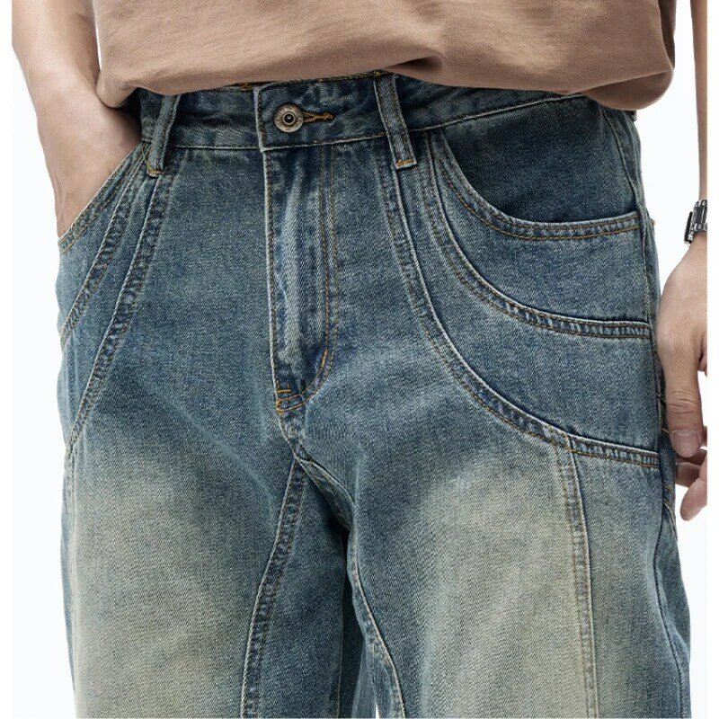 Jeans décontractés à micro-trous coniques pour hommes, pantalons amples, marque de mode, nickel é, All-Match Trend, printemps et été
