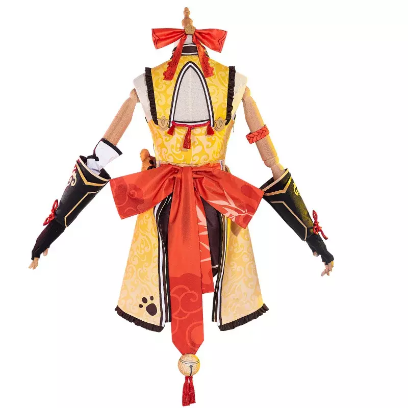 Костюм для косплея аниме Genshin Impact Xiangling, парик, женское платье, наряд для Хэллоуина, костюм Сян Лин, реквизит для косплея