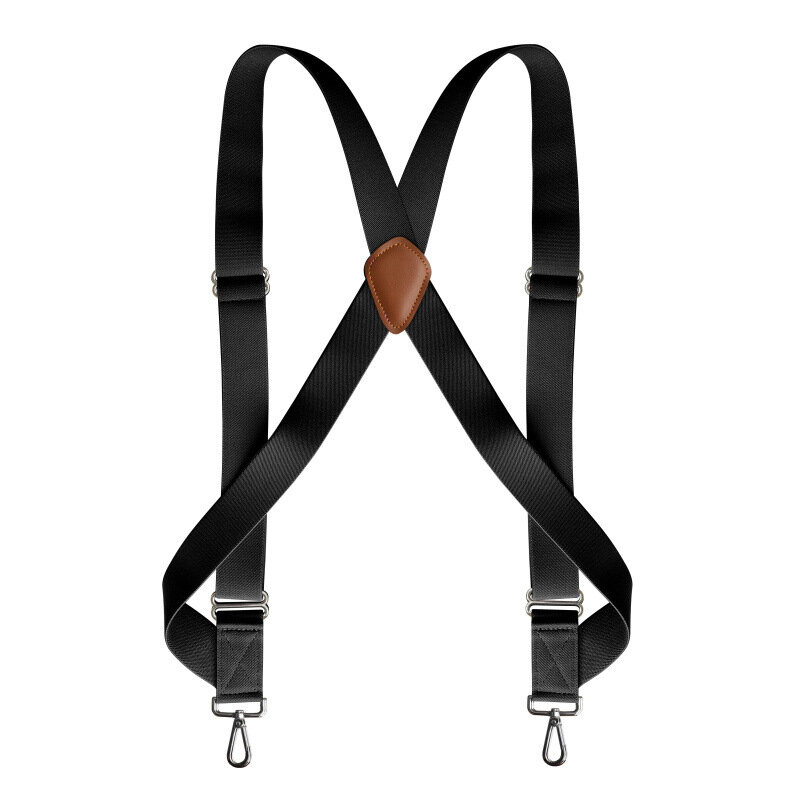 Men's Heavy Duty Trucker Suspenders 3.5cm Wide X-Back with 2 Side Clip Swivel Hooks Adjustable Elastic Big Tall Trouser Braces