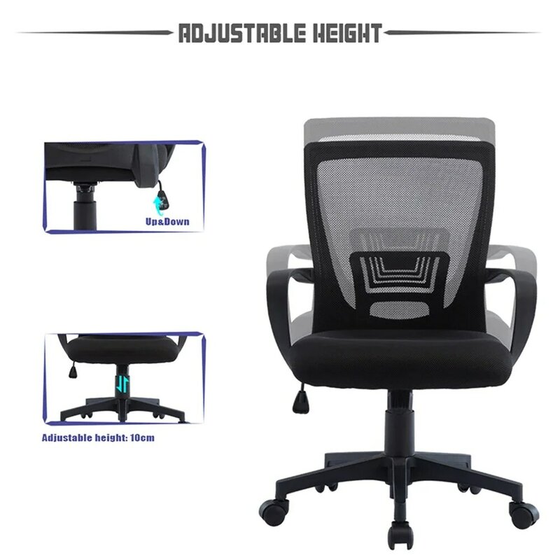 조정 가능한 미드 백 메쉬 회전 사무실 의자 팔걸이, 블랙, 다크 그레이, 그레이 및 기타 색상 사용 가능