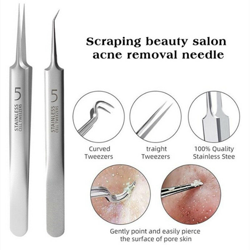 Acne Blackhead Removal Kit Stainless Steel Acne Blemish Pimple Extractor Remover Needles Professional Face Skin Care Clean Tools