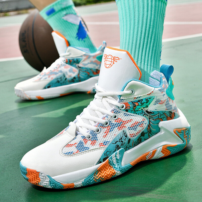 Zapatillas de baloncesto transpirables acolchadas para hombres y mujeres, zapatillas de tren para atletas, botas de baloncesto callejeras