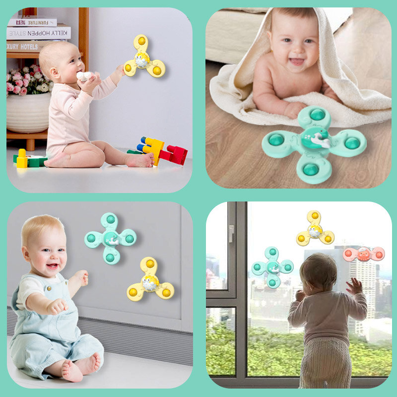 Montesoris-sonajeros giratorios para bebés, juguetes de baño para niños, juegos de agua de baño para niños, ventosa, mordedores para bebés de 0 a 12 meses