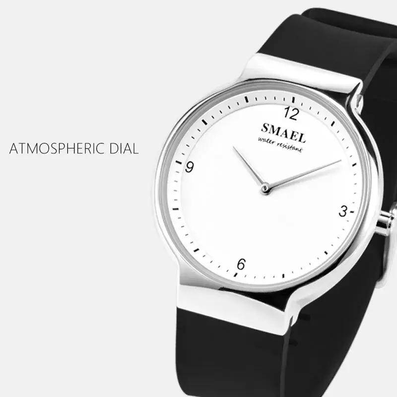 SMAEL-Montre habillée de luxe pour hommes et femmes, bracelet en cuir étanche, quartz, analogique, silicone, amoureux, couple, date