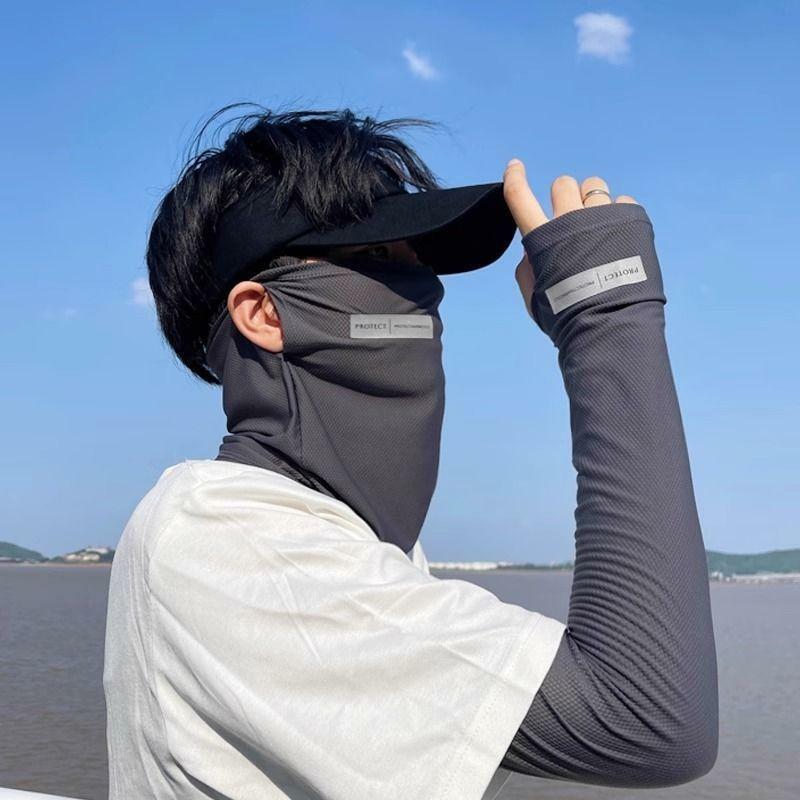 Летняя мужская велосипедная маска с искусственными рукавами, 3 шт., защита от солнечных ожогов, шарф для лица, Шелковый чехол для рук, наружные солнцезащитные рукава