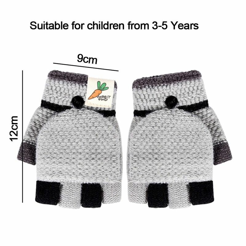 Knitted Kids Gloves Lovely Fingerless Thick Mitten Winter Warm Winter