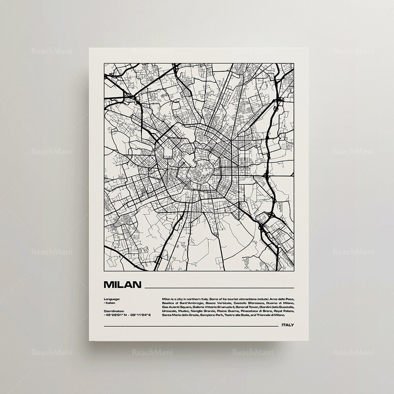Póster de mapa de la ciudad de Los Ángeles de Venecia, Orlando, Berlín, Lisboa, Beijing, Milán, Italia, Ibiza, Irlanda
