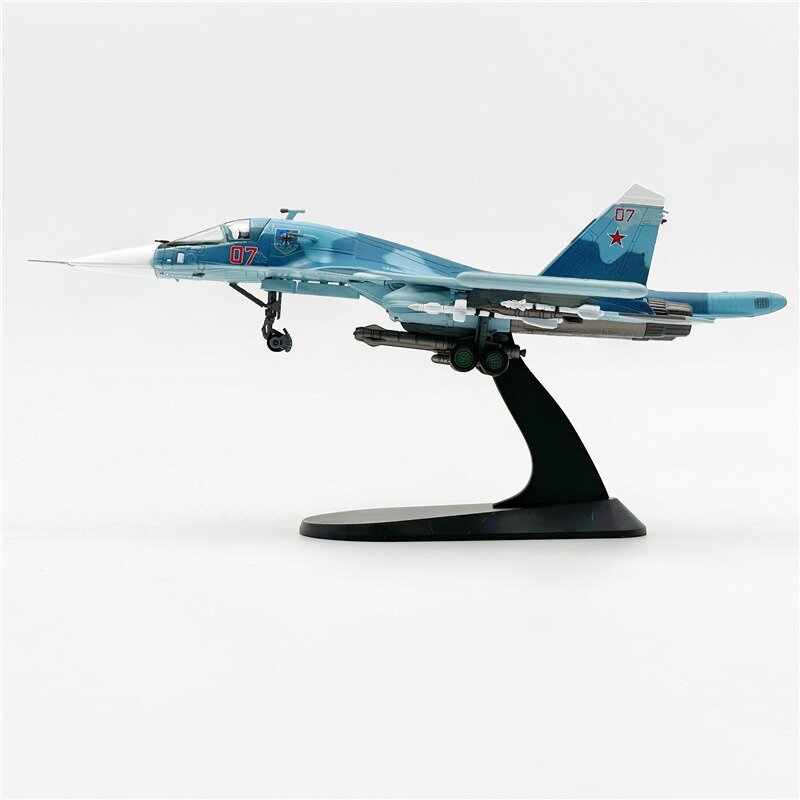 Sukhoi Full Metal Fighter Plane Modelo para Crianças, Liga Rússia, SU34, Su34, Su34, Diecast, Coleção de Brinquedos, Presentes, Escala 1:100