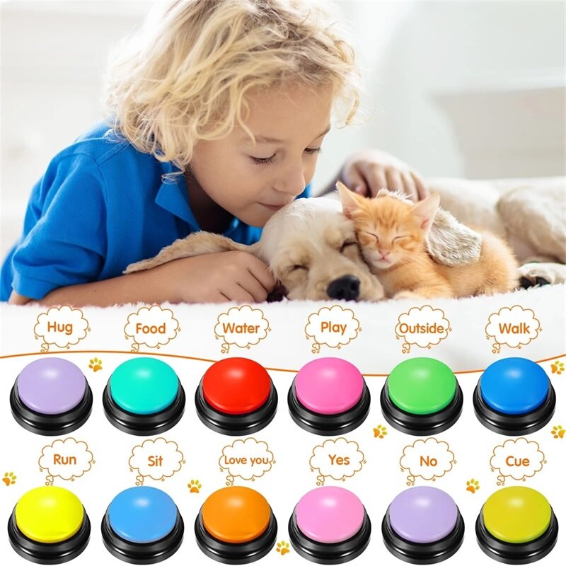 Pet Sound Box Cat Voice Recorder Talking Recordable Talking Button  Toy For Pet Communication Training Tool Squeeze Box Dog Toys