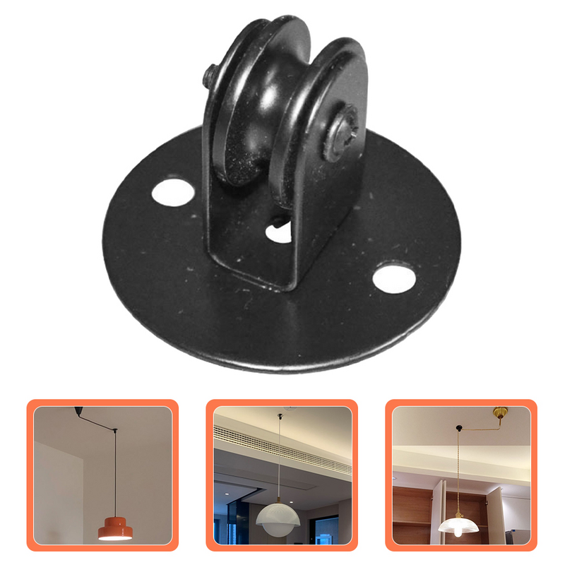 Chandelier Pulley Black Stainless Steel Fixed Metal Hanging Pulleys for Pendant Lamp