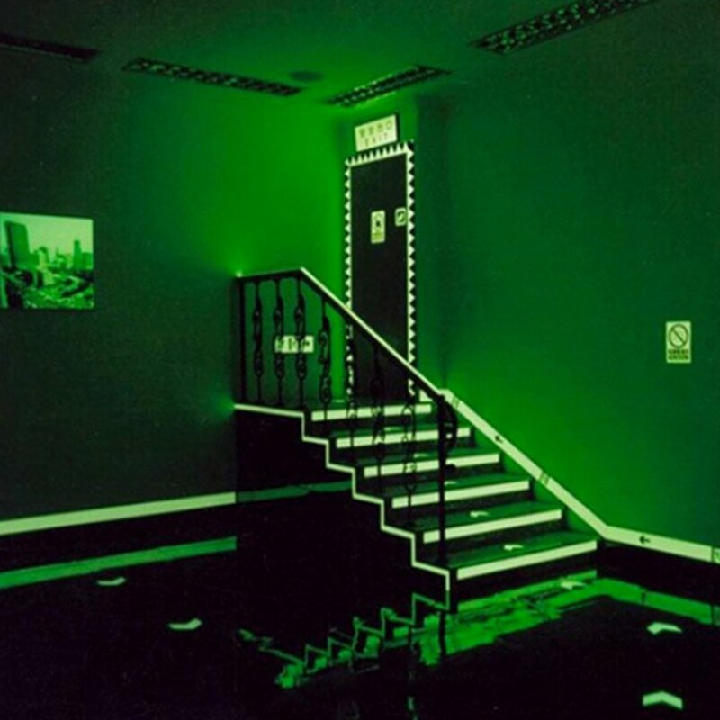 Cinta adhesiva fluorescente luminosa para decoración del hogar, cinta de advertencia que brilla en la oscuridad, 1 unidad