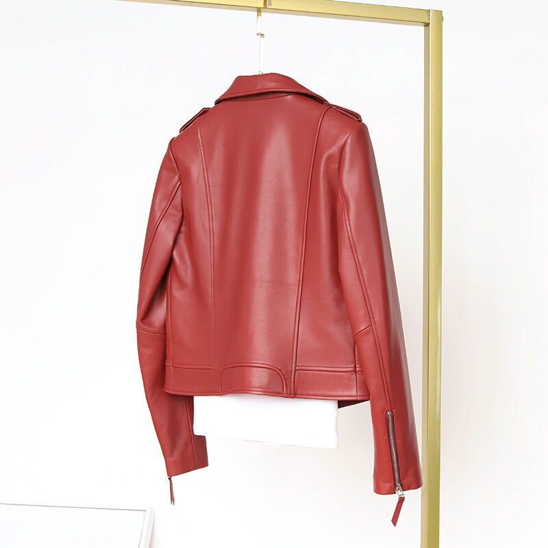 2023 nuovo cappotto di montone genuino di alta qualità femminile primavera autunno giacche in vera pelle donna giacca moto donna F