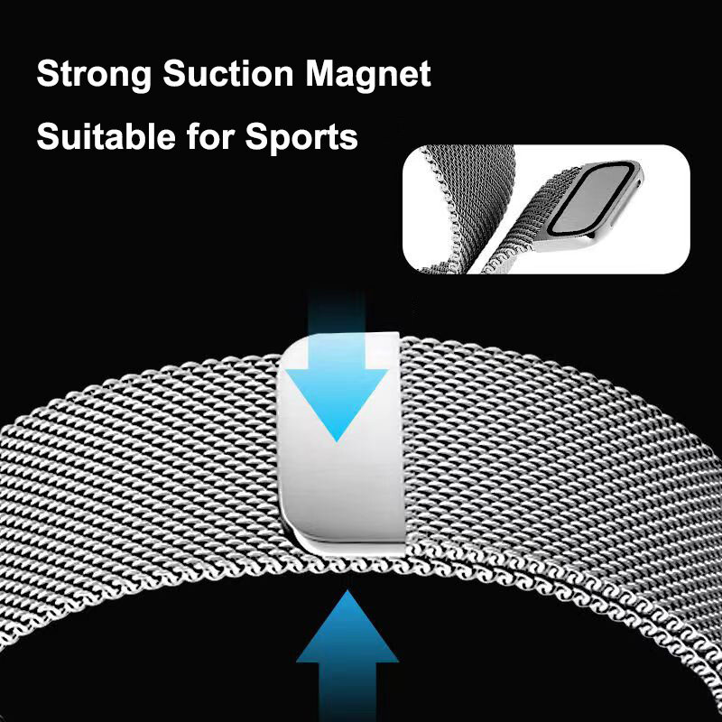 Pulseira de metal magnética para Smartwatch, Pulseira de substituição, Pulseira Xiaomi Mi Band 8, Acessórios NFC