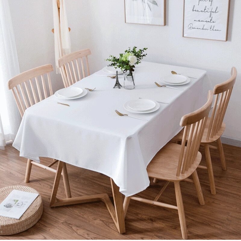 ผ้าปูโต๊ะขนาดใหญ่ผ้าปูโต๊ะตกแต่งบ้านผ้าปูโต๊ะสีขาวสำหรับจัดงานแต่งงานจัดเลี้ยงโรงแรม