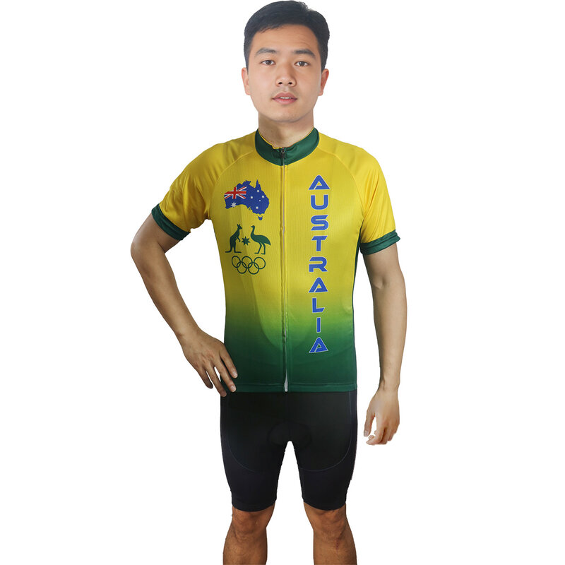 Letnia koszulka krótki dżersej na rower, Australia Pro Jersey, wyścig rowerowy odzież sportowa, szosowy oddychający Top