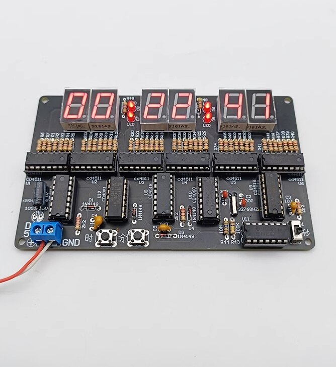 Kit de reloj de circuito digital DC 4,5 V-5,5 V, 6 bits, reloj electrónico, enseñanza y entrenamiento práctico, soldadura y producción de piezas de bricolaje