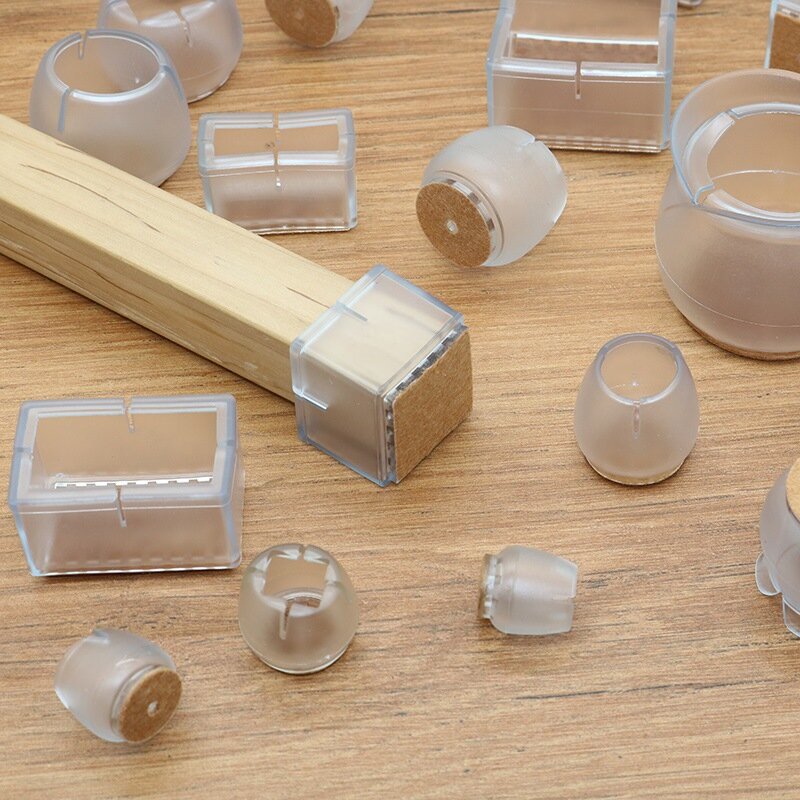 4Pcs Silicone Rectangle Square Round Chair Leg Caps Feet Pads Furniture Table Covers Wood Floor Protectors