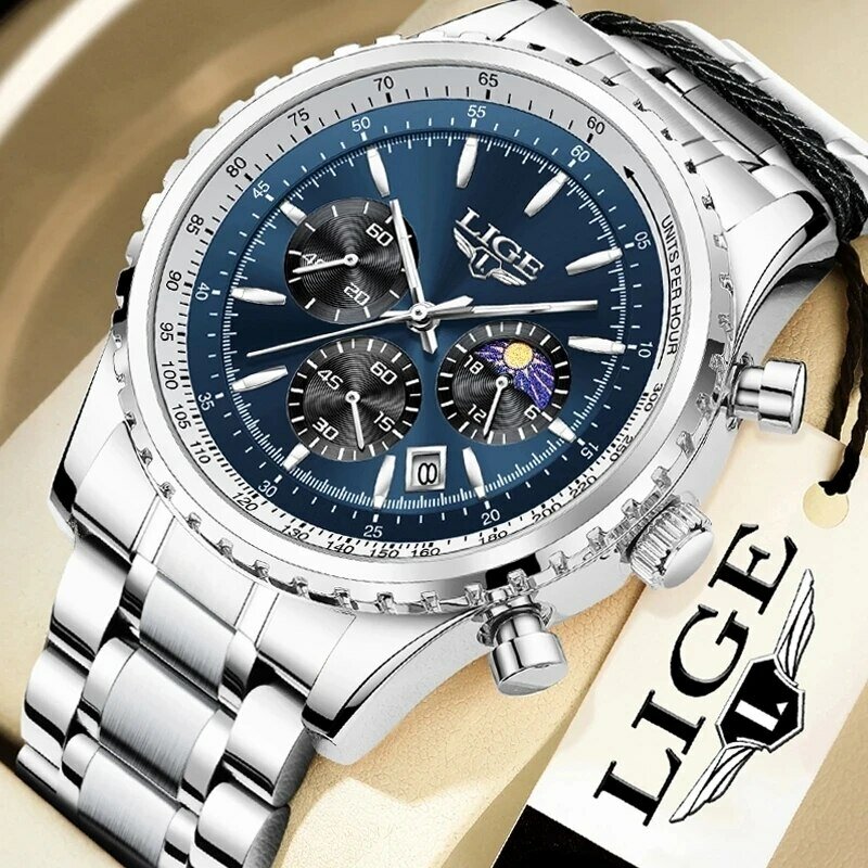 LIGE 2024 Top Brand Luxury New Men Watch Quartz Man Watches Waterproof Luminous Watch for Men Date Chronograph Sport Wristwatch