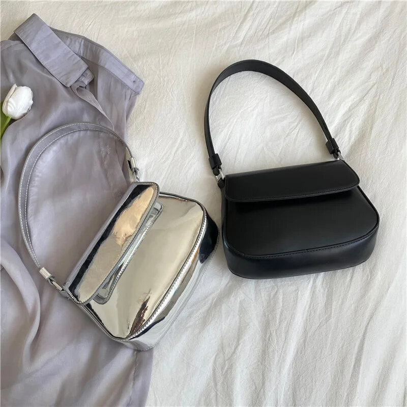Bolsas de couro para mulheres, bolsas que combinam com tudo, bolsas de ombro simples, axilas para meninas, marca de luxo, minimalistas, top