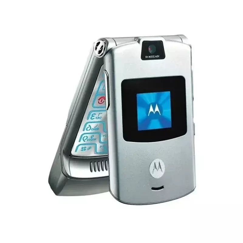 Восстановленный разблокированный мобильный телефон MOTOROLA RAZR V3, раскладушка, Bluetooth, GSM, камера 1,23 МП, 850/900/1800/1900, хорошее качество