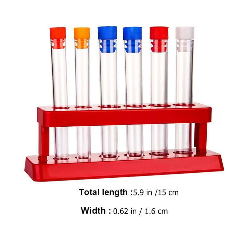 1 conjunto de tubos de teste de plástico com rack de armazenamento acessórios de experimento científico (rack de tubo de teste + 16*150 plug (plug color é aleatório)