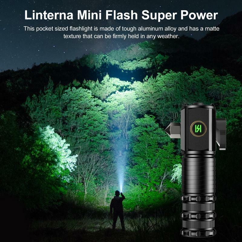 Pocket LED Flashlight Rechargeable Flashlight With Window Hammer Magnetic Flashlight Waterproof Flashlight Adjustable Brightness