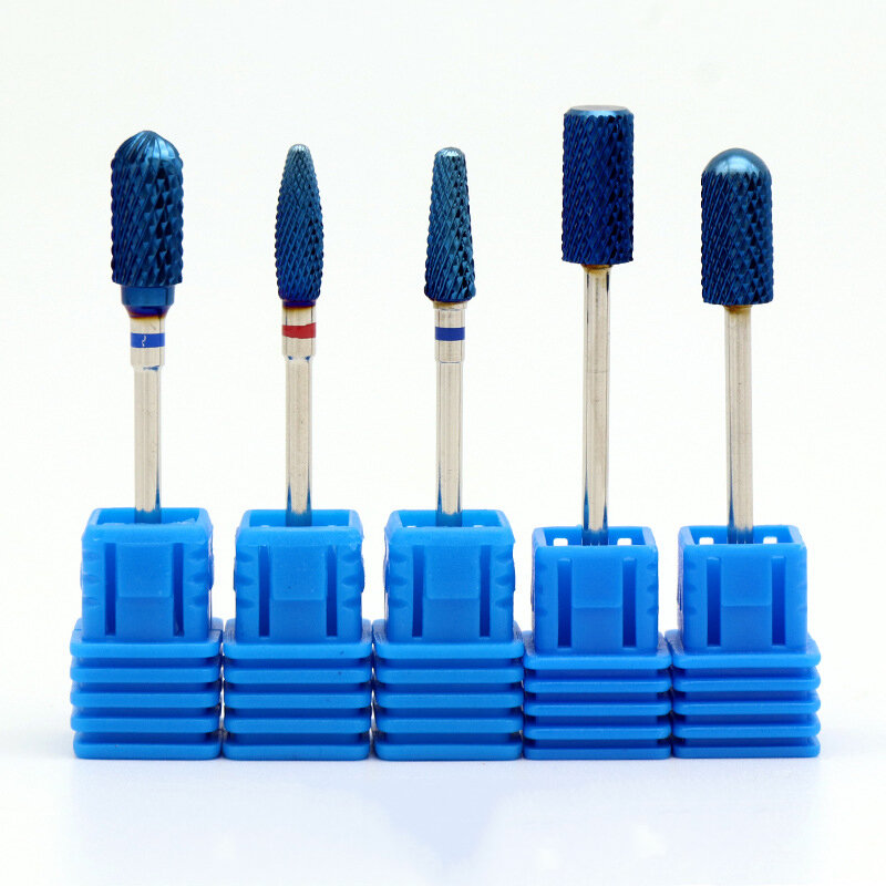 Foret à ongles en acier au tungstène bleu, tige de 2.35mm, tête de meulage, revêtement en carbure de 50mm de long