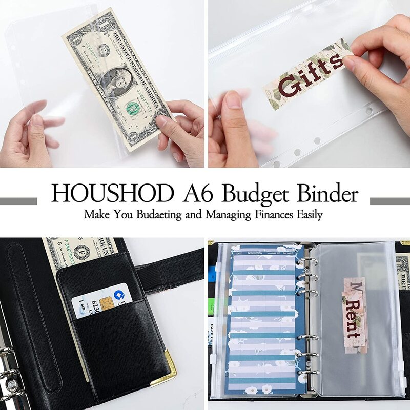 A6-レザーケース付きノートブックバインダー,金融キャッシュ費用を管理するためのスタイリッシュなストレージバッグ,お金を整理するためのお金