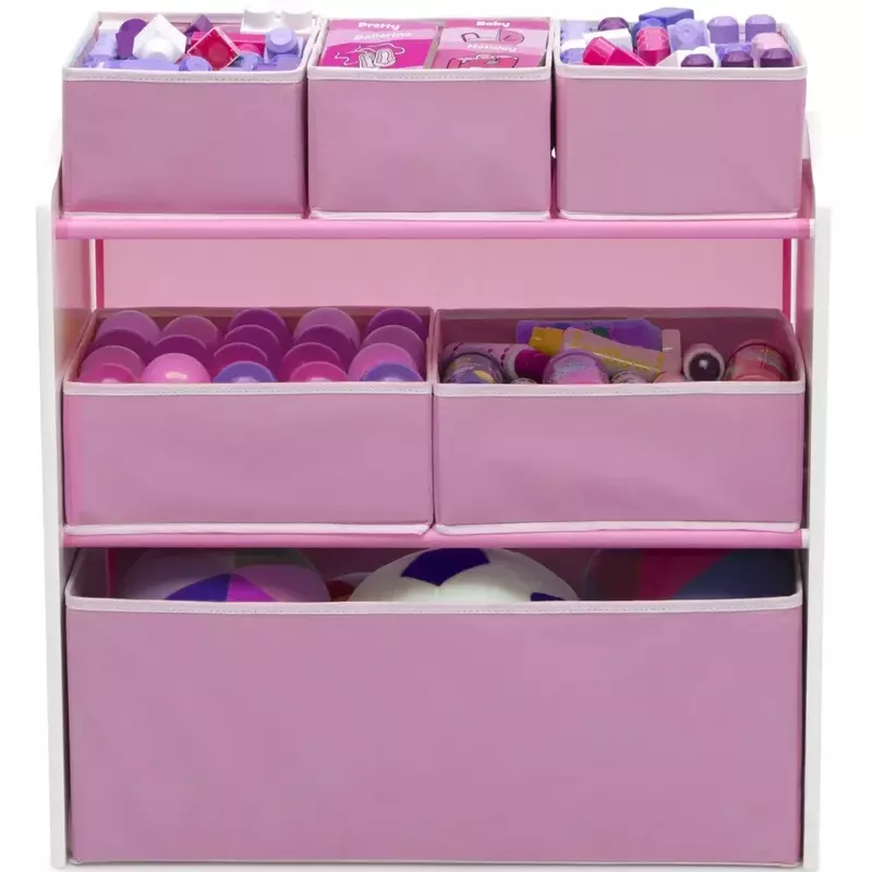Delta Children Set di 4 sale giochi per bambini, rosa/bianco presenta 6 contenitori di diverse dimensioni per adattarsi A un'ampia varietà di giocattoli