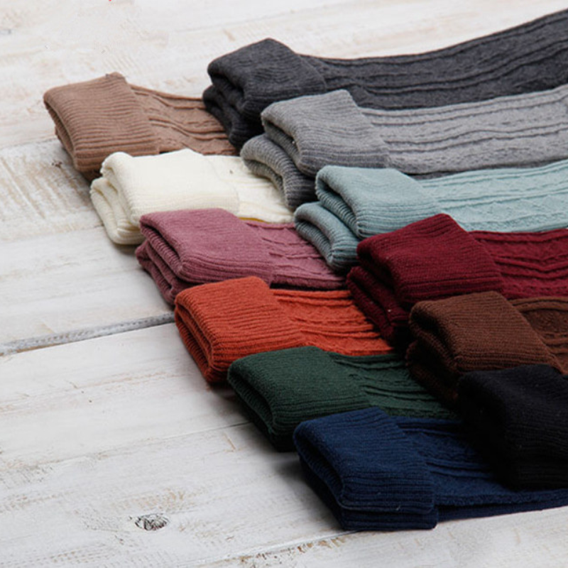 Calcetines altos hasta el muslo de algodón de aguja gruesa para mujer, de estilo japonés transpirables calcetines largos, otoño