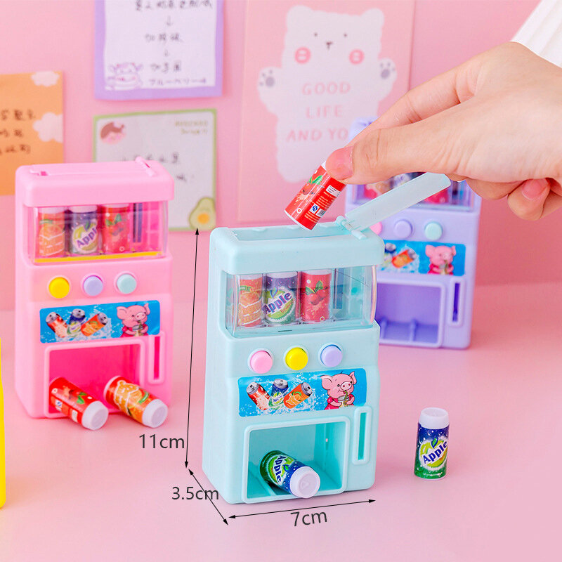 Kids Simulation Self-Service Vending Machine com Mini Moedas, Drinks Play Toys