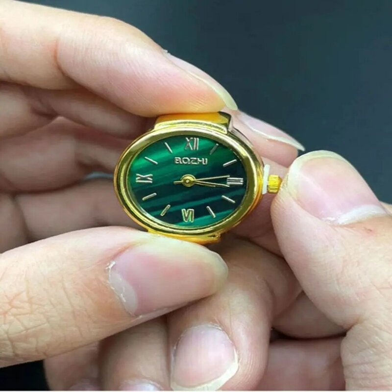 Vintage Gift Fashion Elastic Stretchy Rings Digital Watch Round Quartz Finger Rings Ring Watch