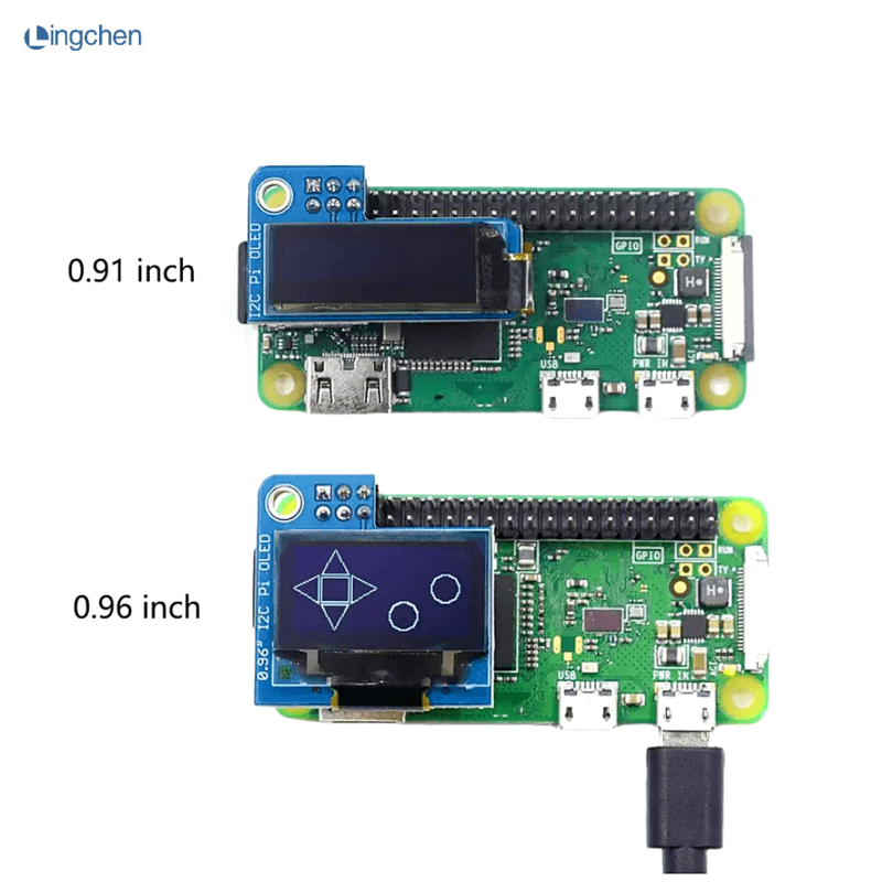 Монохромный экран Pi OLED 0,91/0,96 дюйма IIC I2C 128x32 OLED с добавлением для Raspberry Pi Zero SSD1306 Синий DC 3,3 V FZ3579, 1 шт.