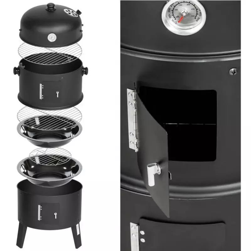 3-in-1 Smoke Oven Barbecue Oven Outdoor Firewood Stove Courtyard Barbecue Rack
