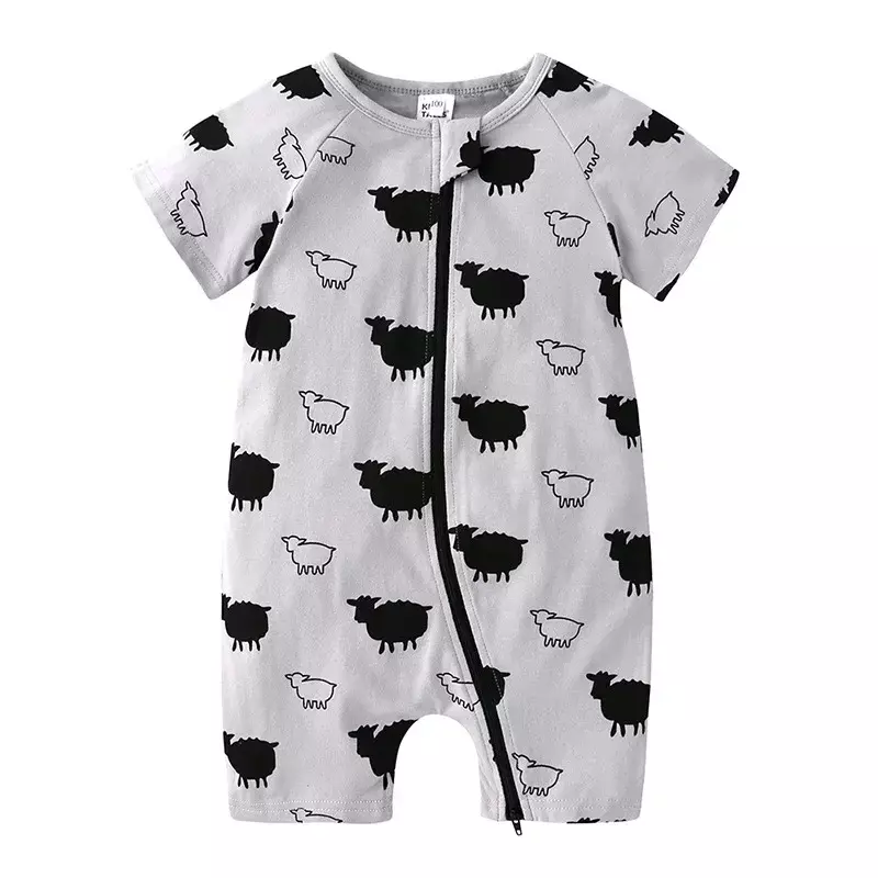 Grenouillère en coton à manches courtes pour nouveau-né, combinaison pour enfants, vêtements d'été, barboteuses pour bébé, pyjamas pour bébé, imprimé animal, 0-24 mois
