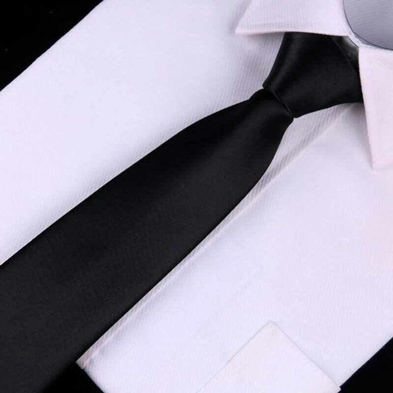 Simpul gratis dasi hitam kasual versi Korea Formal pria bisnis ritsleting malas pria warna Solid dasi untuk bekerja Aksesori Pria