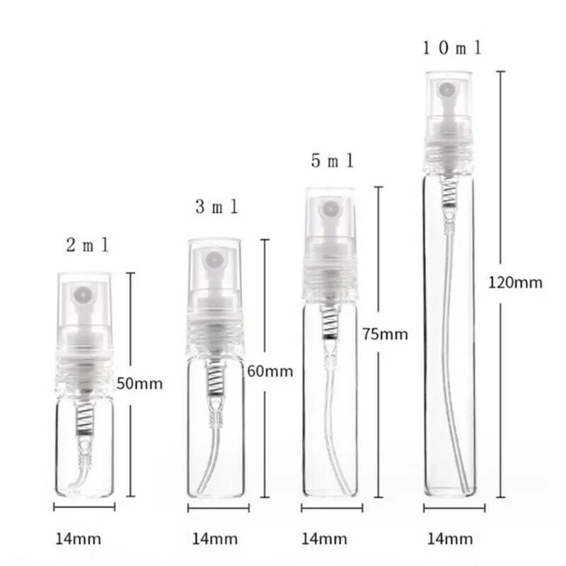 New 50/100PCS 2ML 3ML 5ML 10ML Portable Mini Empty Cosmetics Bottle Glass Perfume Bottle Sample Thin Glass Vials Wholesale 2#