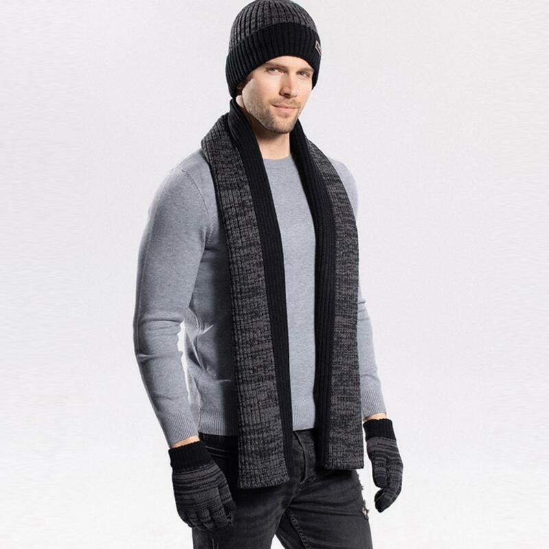 Conjunto de bufanda de punto larga para hombre y mujer, gorro de invierno, forro polar ultragrueso, gorro cálido, guantes, súper suave