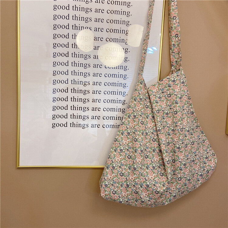 Floral Canvas Bag Shopping Tote Bag Big Capacity Printed Art Handbag Shoulder Bag Packet Cute Casual Totes Girl's Messenger Bags