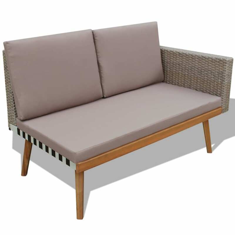 4 peça pátio conjunto de salão com almofadas poli rattan cinza b mesa e cadeira ao ar livre conjuntos móveis ao ar livre