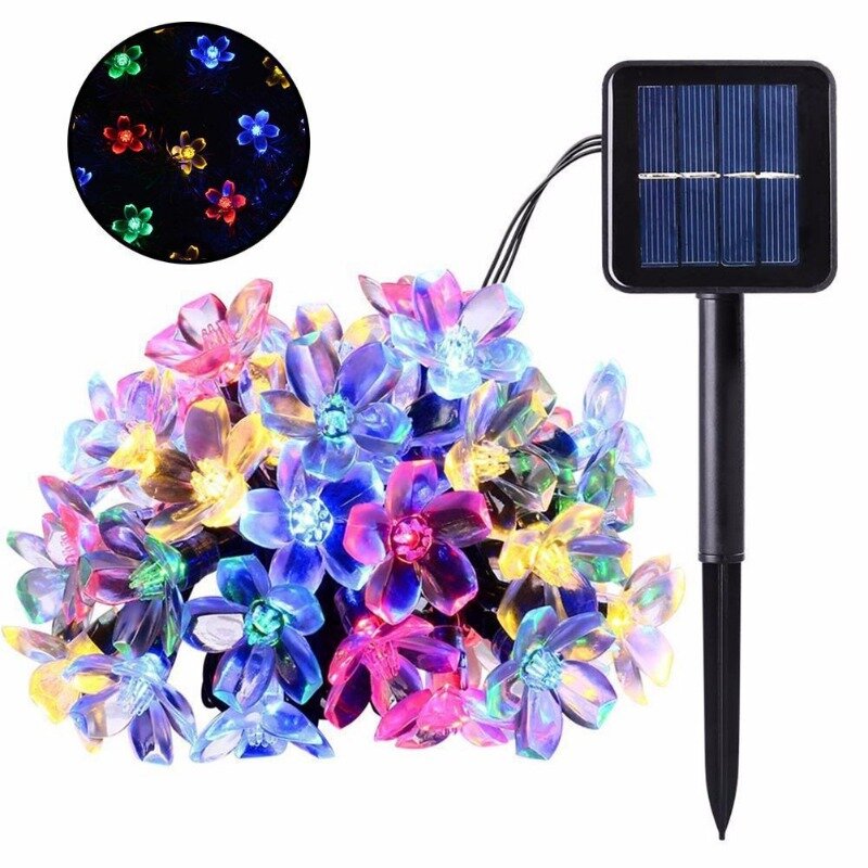 Светодиодный светильник в виде цветка вишни, искусственный цветок, питание от солнечной батареи, Рождественское украшение для вечеринки, сада, заднего двора