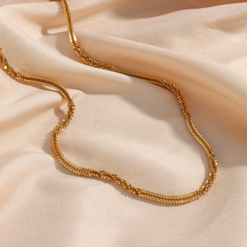 E.B.belle gorący naszyjnik ze stali stalowy łańcuch Herryingbone Figaro spinacz łańcuszek dla kobiet pozłacana biżuteria
